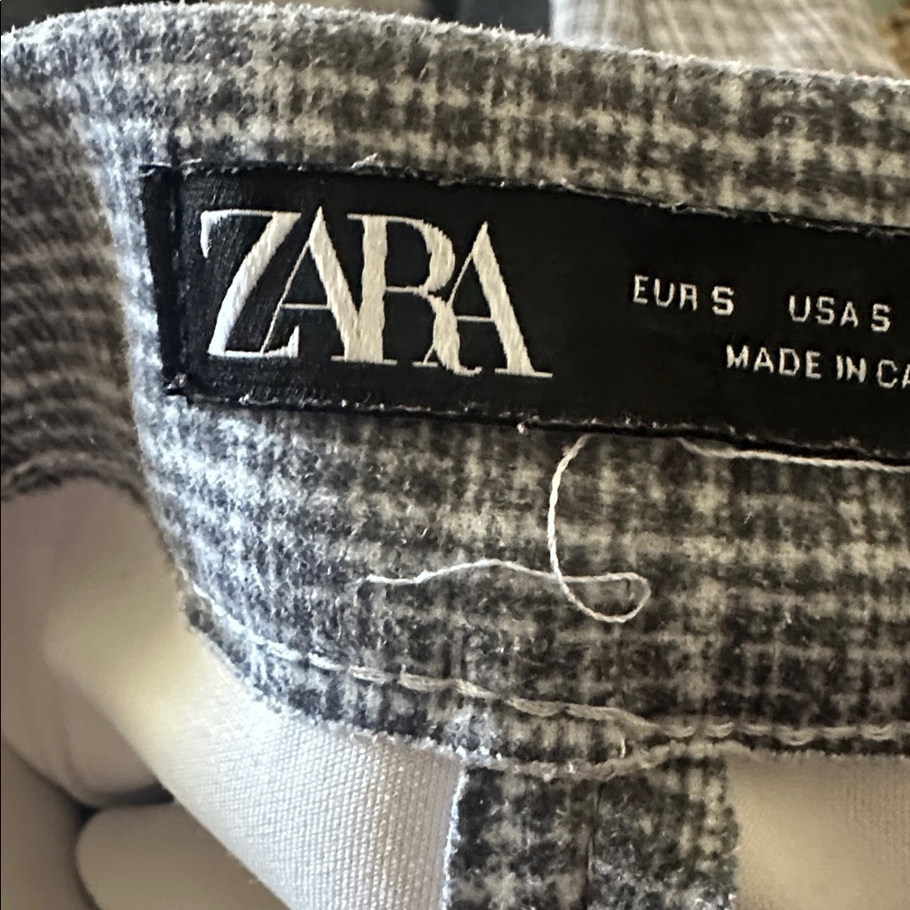Zara Basic Gray Checkered Plaid Elastic Leggings-… - image 8